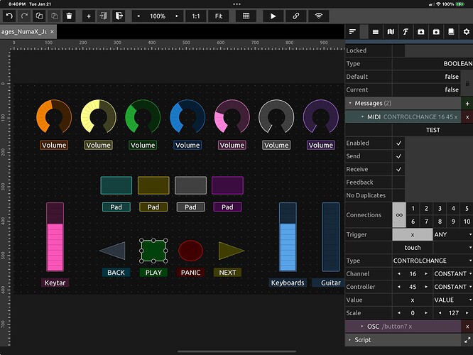 TouchOSC MIDI assignment