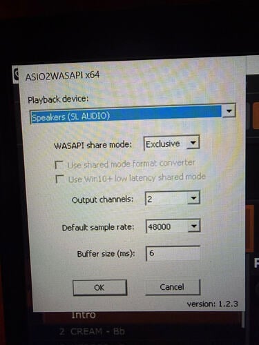 ASIO2WASAPI control panel