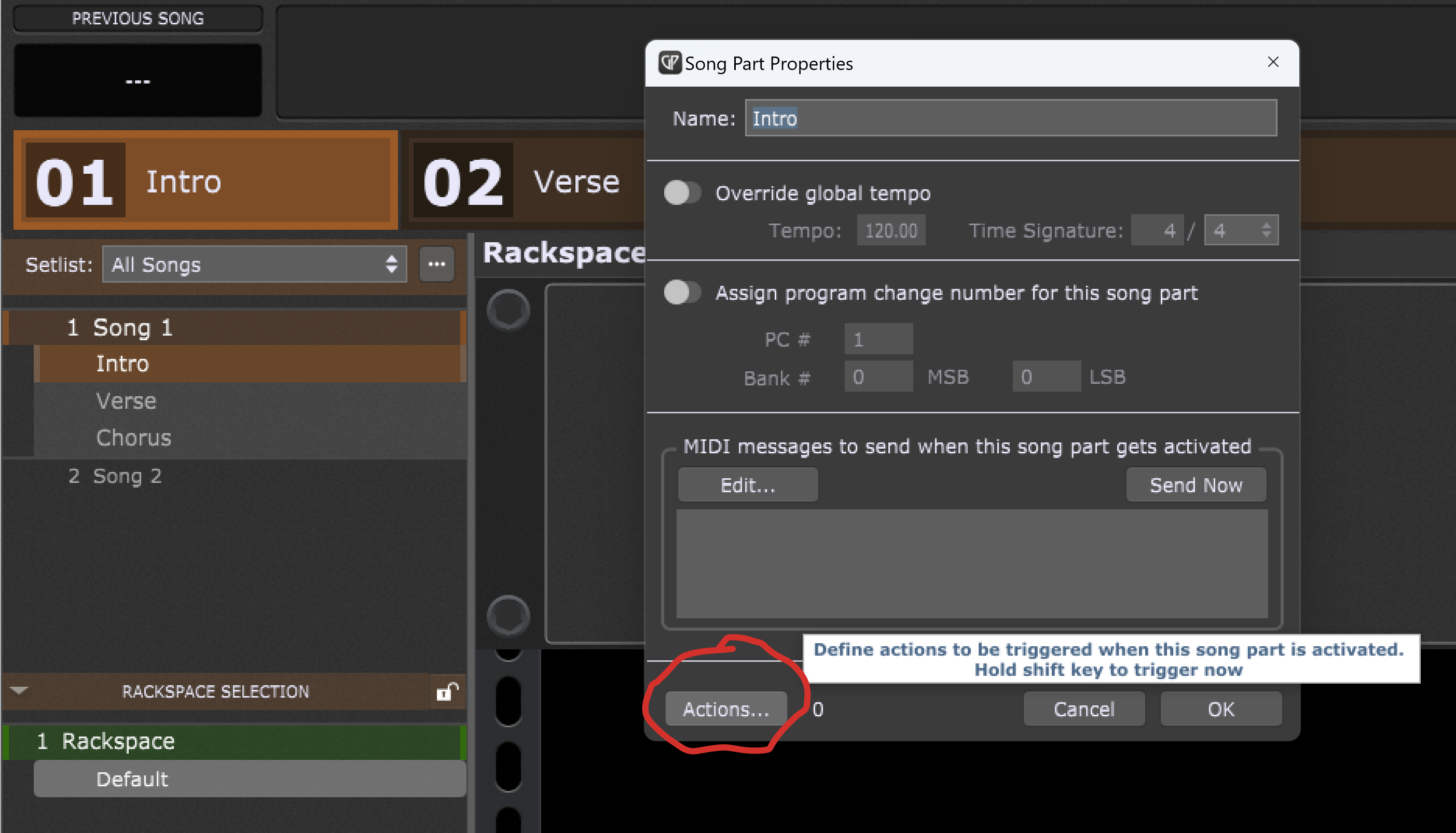 Streaming audio player - How to use it in a setlist with a single ...