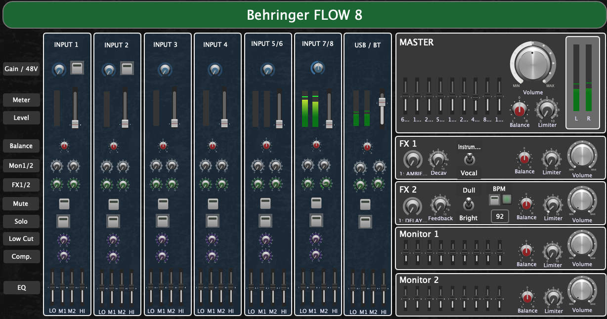 Rackspace for Behringer Flow 8 USB mixer - Shared rackspaces - Gig  Performer Community